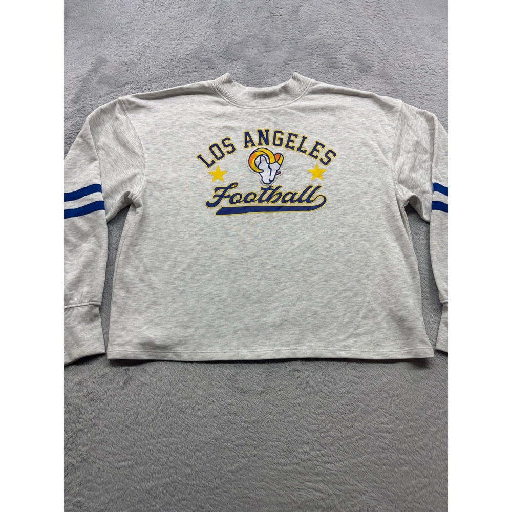 NFL Los Angeles Rams CSA Women Heather Gray Graphic Cropped Sweatshirt Large NEW